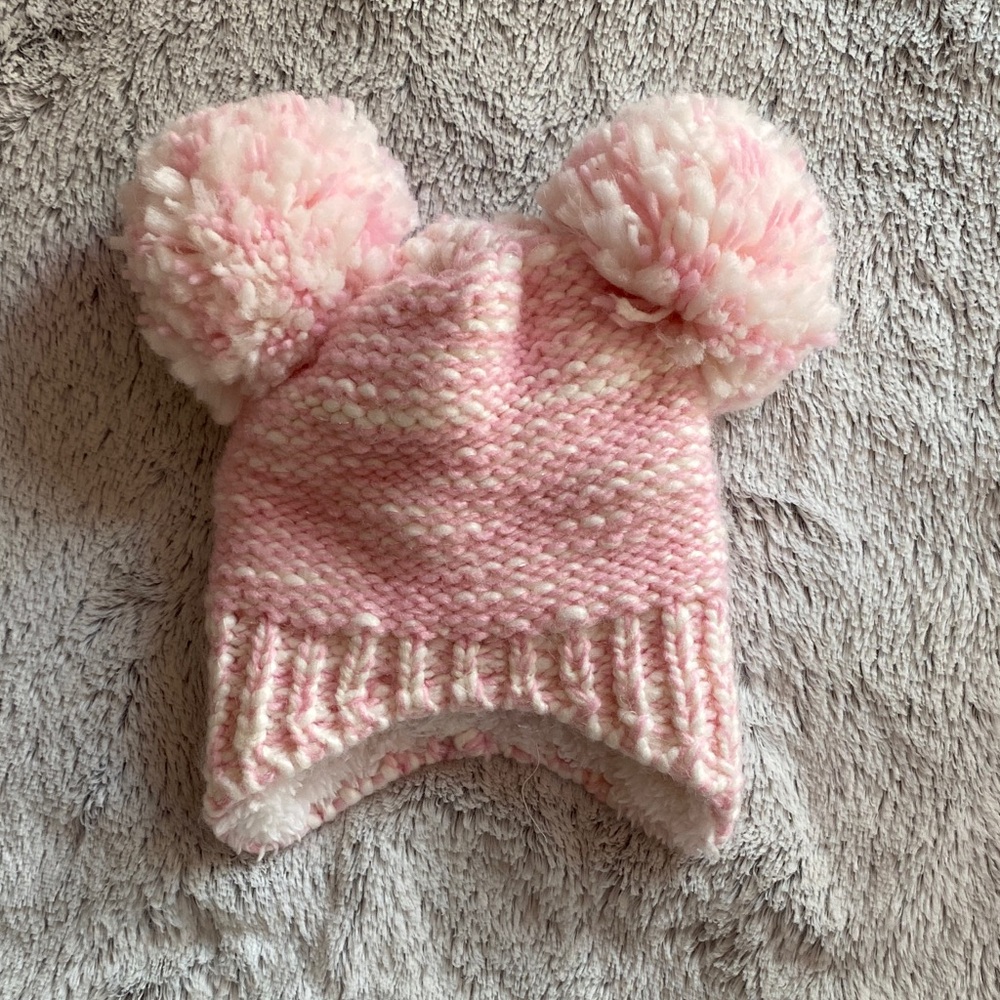 Bundle 3 for $12: Infants Cozy Pink Knit Pom-Pom Hat